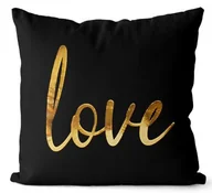 Poduszki dekoracyjne - Poduszka Golden Velvet Love, czarny/złoty, 40x40 cm - miniaturka - grafika 1