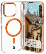Etui i futerały do telefonów - Bizon Etui z pierścieniem magnetycznym Case Marco do iPhone 13 Pro, przezroczyste z pomarańczową ramką - miniaturka - grafika 1