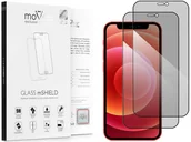 Szkła hartowane na telefon - 2 szt. | moVear 2.5D MAX privacy - Prywatyzujące szkło hartowane do Apple iPhone 12 Mini (5.4") na Cały Ekran | antySpy, do etui, fullGlue, 9H - miniaturka - grafika 1