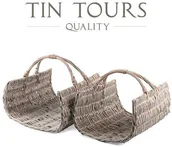 Akcesoria kominkowe - KOMPLET 2 SZARYCH WIKLINOWYCH KOSZY KOMINKOWYCH - miniaturka - grafika 1