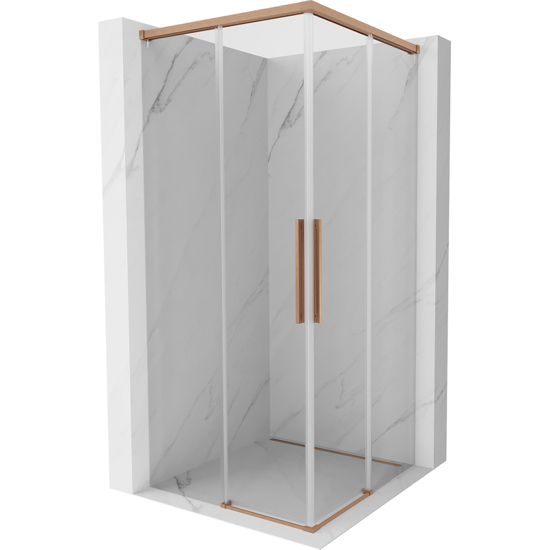 Mexen Rox Duo kabina prysznicowa rozsuwana 85 x 85 cm, transparent, miedź szczotkowana - 8C2D-085-085-65-00