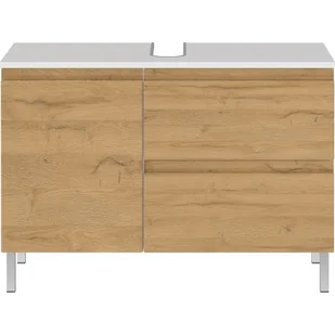 Biała szafka pod umywalkę w dekorze dębu 80x56 cm Torrance – Germania - Szafki łazienkowe - miniaturka - grafika 1