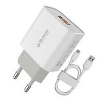 Kable USB - WK Design ładowarka sieciowa Quick Charge 3.0 2,4 A 18 W + kabel USB - Lightning biały (WP-U57 Lightning white) - miniaturka - grafika 1