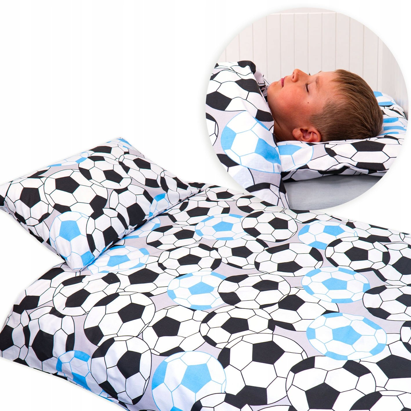 Pościel 120x180+50x80 dziecięca jakość piłki footbal