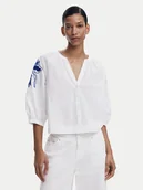 Bluzki damskie - Desigual Bluzka Cratos 25SWBW03 Biały Loose Fit - miniaturka - grafika 1