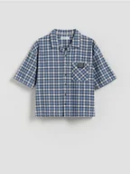 Bluzki dla chłopców - Reserved - Bawełniana koszula - granatowy - miniaturka - grafika 1