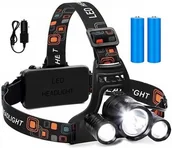 Latarki - CREE Latarka Czołowa 3 Led XM-L T6 Czołówka 2X Aku - miniaturka - grafika 1