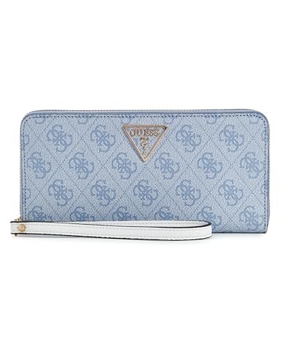 GUESS Laurel SLG Large Zip Around L Light Blue Logo