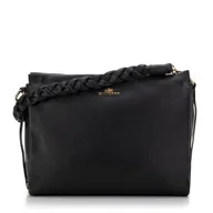 Torebki damskie - Damska torebka ze skóry z plecioną rączką czarna - miniaturka - grafika 1