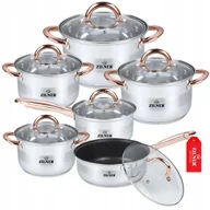 Zestawy garnków i patelni - KOMPLET GARNKÓW NA INDUKCJĘ GAZ PATELNIA RONDELEK STAL NIERDZEWNA ZILNER - miniaturka - grafika 1