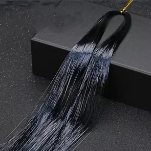 Przedłużki do włosów błyszczące pasemka kosmyki 93 cm Czarne - Ozdoby do włosów - miniaturka - grafika 1