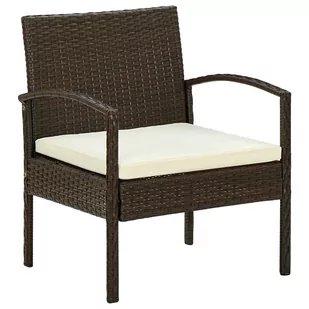 vidaXL Krzesło ogrodowe z poduszką, polirattan, brązowy - Fotele i krzesła ogrodowe - miniaturka - grafika 1