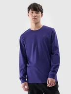 Koszulki męskie - Longsleeve regular gładki męski 4F 4FWMM00TLONM432-31S Granatrowy - miniaturka - grafika 1