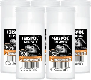 ZESTAW Wkład do zniczy parafinowy BISPOL P150 50H 5szt. + Zapałki DABSTER_PL 38szt. - Lampiony i znicze - miniaturka - grafika 1