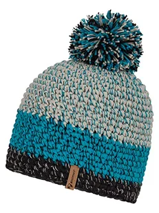 Ziener Czapka z pomponem dla dorosłych, INTERCONTINENTAL/szydełkowana, podszewka z polaru, trójkolorowa, srebrno-beżowa, rozmiar uniwersalny - Czapki damskie - miniaturka - grafika 1