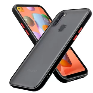 Pokrowiec Etui Do Samsung Galaxy A11 / M11 w Matowe Czarno - Czerwone Guziki TPU Hard Case Obudowa Ochronny Cadorabo - Etui i futerały do telefonów - miniaturka - grafika 1