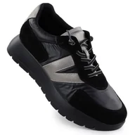 Półbuty damskie - Półbuty sportowe damskie na platformie czarne Vinceza 26-58561 - miniaturka - grafika 1