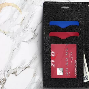 Zizo Flap Wallet Pouch Etui iPhone X z kieszeniami na karty + stand up (Black/Black) - Etui i futerały do telefonów - miniaturka - grafika 4