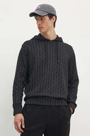Bluzy męskie - Armani Exchange bluza bawełniana męska kolor czarny z kapturem wzorzysta 8NZMCW ZJNRZ - miniaturka - grafika 1