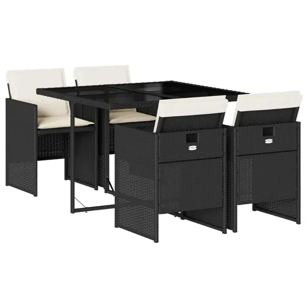 Zestaw mebli ogrodowych czarny rattan PE, stół 110x106x73 cm, krzesła 50