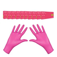 Rękawiczki jednorazowe - Rękawiczki nitrylowe S różowe Mercator Nitrylex Magenta 100sztuk karton 10op - miniaturka - grafika 1