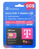 Startery i doładowania - Karta Sim T-Mobile Usa 60$ 15GB+rozmowy/sms do Pl i Usa - miniaturka - grafika 1