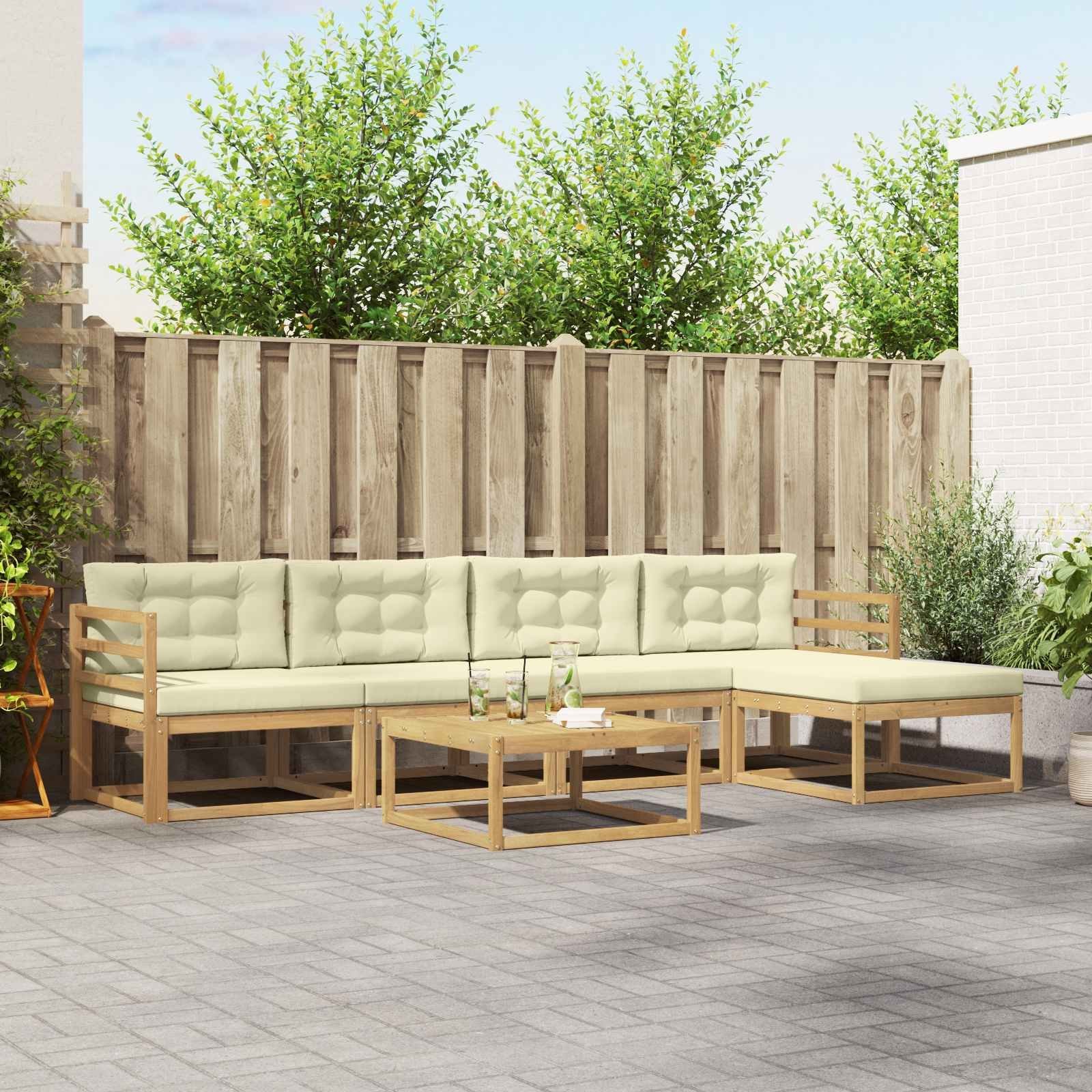 vidaXL Zestaw sof na zewnątrz 6 pcs Biały i kremowy 79 x 79 x 37 cm