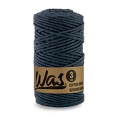 Półfabrykaty do biżuterii - WAS/Sznurek bawełniany z poliestrowym rdzeniem, pleciony, 3mm, 100m, atramentowy - miniaturka - grafika 1