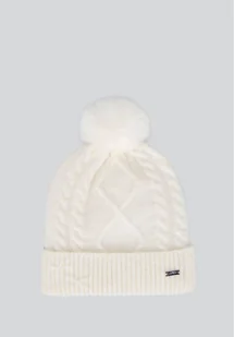 Damska czapka z pomponem i kokardami kremowa - Czapki damskie Damska czapka z pomponem i kokardami kremowa - Czapki damskie - miniaturka - grafika 1