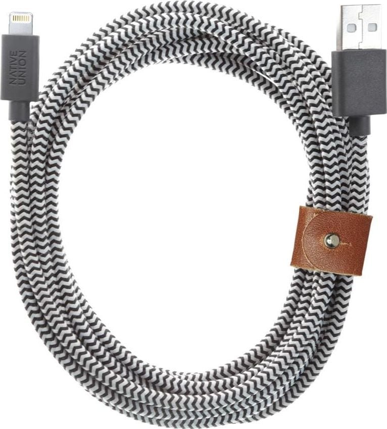 Kabel USB Native Union USB-A - 3 m Szary BELT-L-ZEB-3-NP
