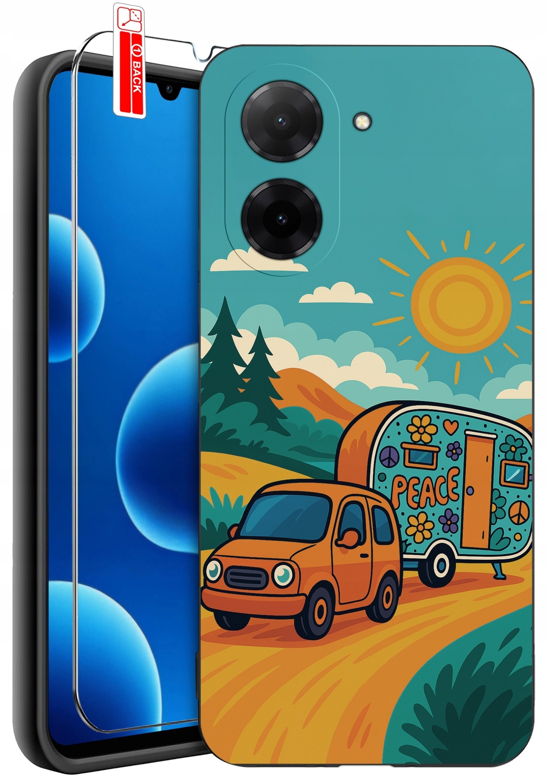 ETUI do Xiaomi Redmi A5 WZORY SILIKONOWE MATT CASE + SZKŁO 9H