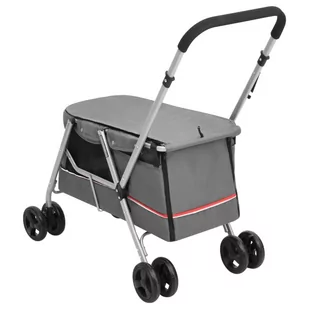 Składany wózek dla psa, szary, 100x49x96 cm, lniana tkanina Lumarko! - Sprzęt podróżny i transportery dla psów - miniaturka - grafika 7