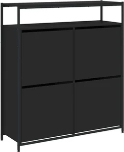 vidaXL Szafka na buty z 4 klapami czarna 100x34x112 cm - Szafki na buty - miniaturka - grafika 1