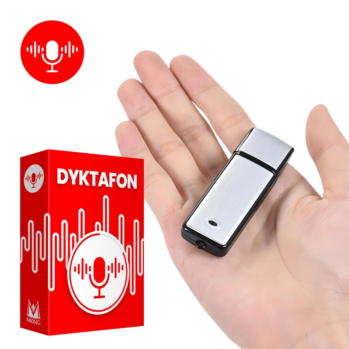 UKRYTY DYKTAFON W PENDRIVE PODSŁUCH AKTYWACJA GŁOSEM SZPIEGOWSKI UKRYTY
