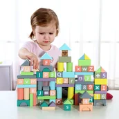 Klocki - Tooky Toy TOOKY TOY Kolorowe Klocki 90 elementów Literki Cyferki TY594 - miniaturka - grafika 1