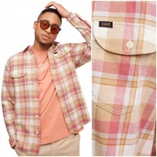 Koszule męskie - Lee WORKER SHIRT 2.0 Rust luźna pastelowa bawełniana koszula w kratę M - miniaturka - grafika 1