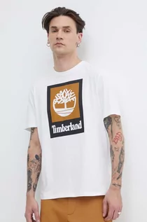 Koszulki męskie - Timberland t-shirt bawełniany męski kolor biały z nadrukiem TB0A5QS21001 - grafika 1