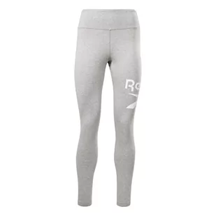 Reebok Legginsy damskie z logo tożsamości, Średni szary wrzosowy/biały/biały, XS-Kr�tki - Legginsy - miniaturka - grafika 1