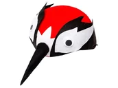 Dodatki do strojów karnawałowych - CZAPKA DZIĘCIOŁ RUCHOME OCZY CZARNO-CZERWONA - miniaturka - grafika 1