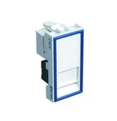 Gniazdka elektryczne - Gniazdo teleinformatyczne RJ45 UTP kat.6 z adapterem, 1-modułowe białe, niskie - miniaturka - grafika 1