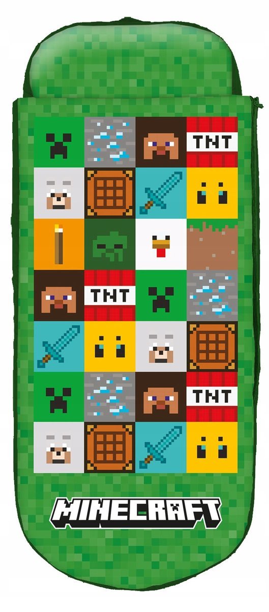 Materac ze śpiworem MINECRAFT 150x62cm / Łóżko dmuchane z śpiworem