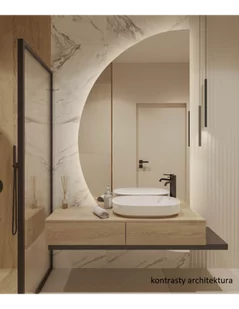 Lustro łazienkowe połówka koła ze ścięciem z podświetleniem - HELENA LED ŚCIĘTY DÓŁ, Połówka koła: 180x90 - Lustra - miniaturka - grafika 1