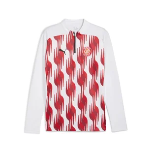 Męska bluza przedmeczowa z zamkiem 1/4 Girona FC PUMA White Red - Bluzy męskie - miniaturka - grafika 1