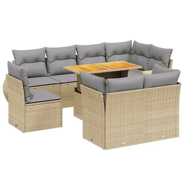Zestaw mebli ogrodowych modułowych beżowy rattan PE 62 x 62 x 69 cm