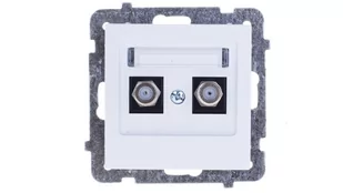 LEDart antenowe podwójne typu F bez ramki - Ospel As GPA-2GF/m/00, kolor biały - Gniazdka elektryczne - miniaturka - grafika 1