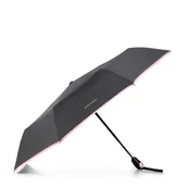 Parasole - Parasol automatyczny z ozdobną lamówką czarno - różowy - miniaturka - grafika 1