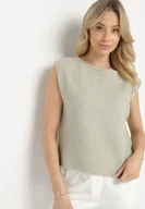 Kamizelki damskie - Jasnozielona Kamizelka w Klasycznym Stylu z Wełną Felzeki - miniaturka - grafika 1