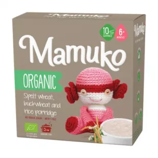 Mamuko Ekologiczna Kaszka Orkiszowo - Gryczano - Ryżowa 200 g Bio - Kaszki dla dzieci - miniaturka - grafika 1