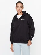 Bluzy damskie - Champion Bluza Hooded Half Zip Sweatshirt 116581 Czarny Oversize - miniaturka - grafika 1