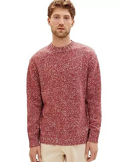 Swetry męskie - TOM TAILOR sweter męski, 32733 - Bordeaux Red Fancy Structure, M - grafika 1